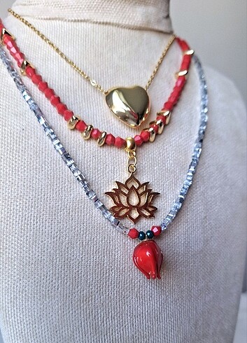 #lotus çiçeği kolye#lale kolye#murano kolye#kalp kolye