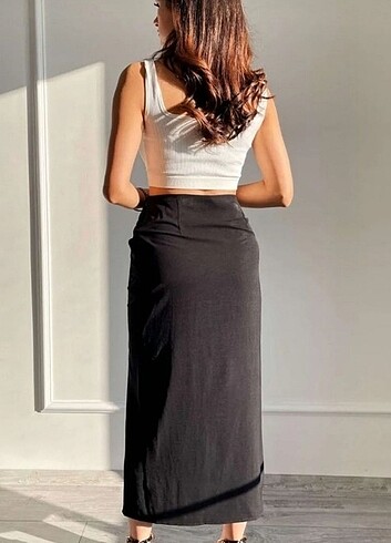 Zara Siyah yırtmaclı etek