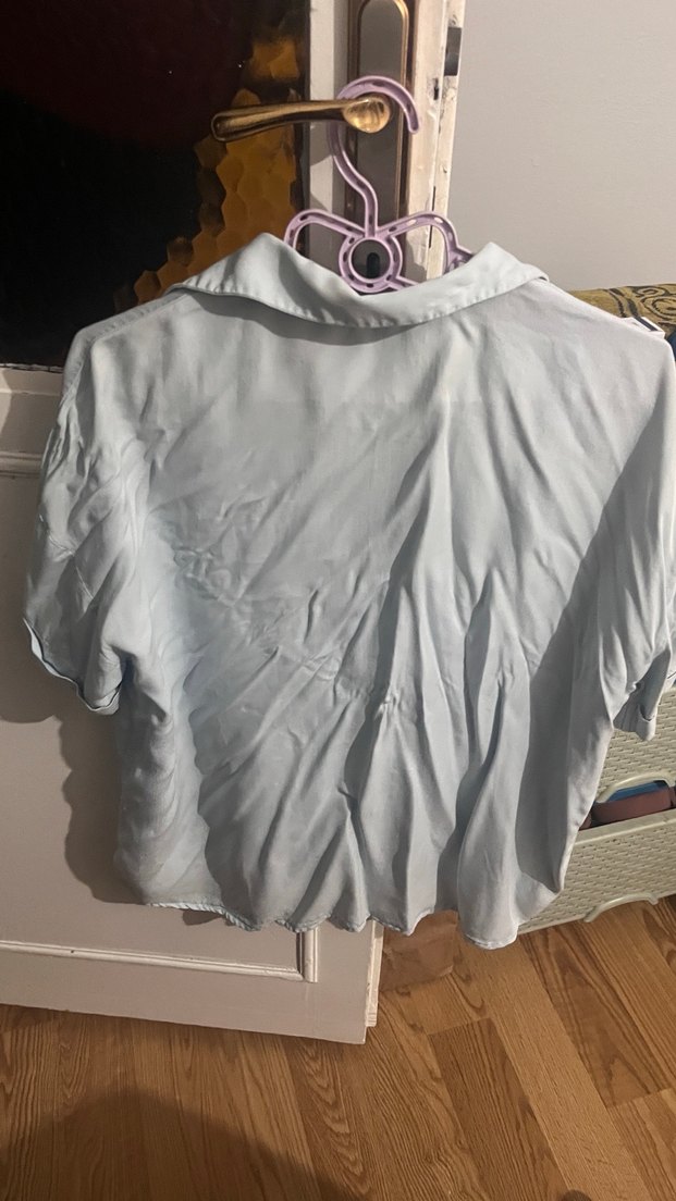 Mavi salaş Kısa Kollu Gömlek - Görsel 2