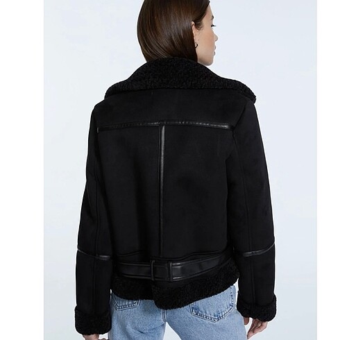 m Beden siyah Renk stradivarius içi suni biker ceket