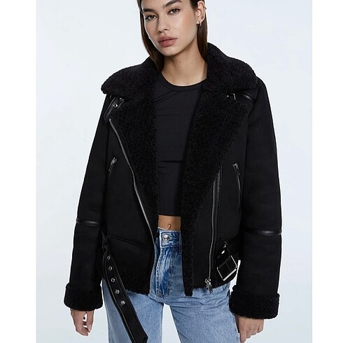 m Beden stradivarius içi suni biker ceket