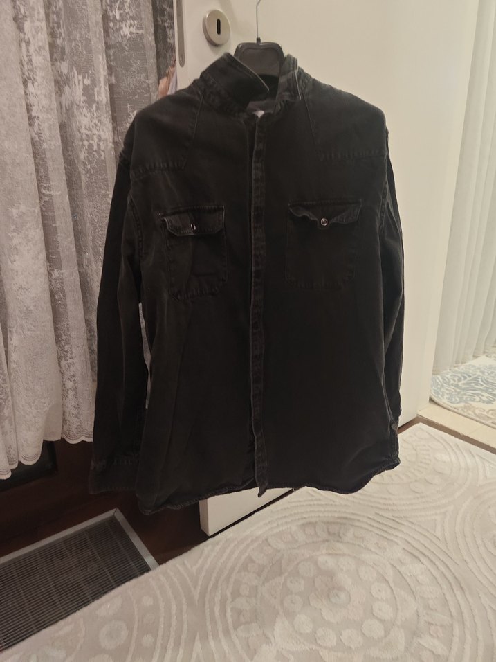Siyah Denim Düğmeli Erkek Ceket - Görsel 2
