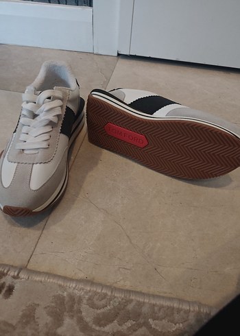 Tom Ford Beyaz Gri Spor Stiletto Sneakers - Görsel 3