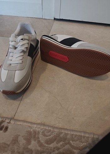 Tom Ford Beyaz Gri Spor Stiletto Sneakers - Görsel 4