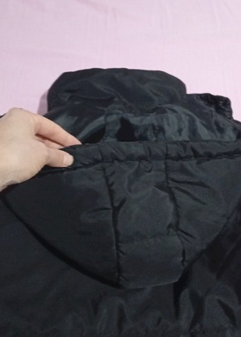 kapüşonu siyah kadın mont - Görsel 5