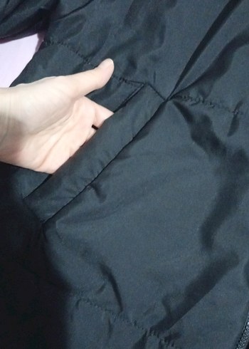 kapüşonu siyah kadın mont - Görsel 3