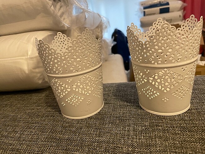 Ikea Cam Fanus ve 2 ikea çelik Saksı