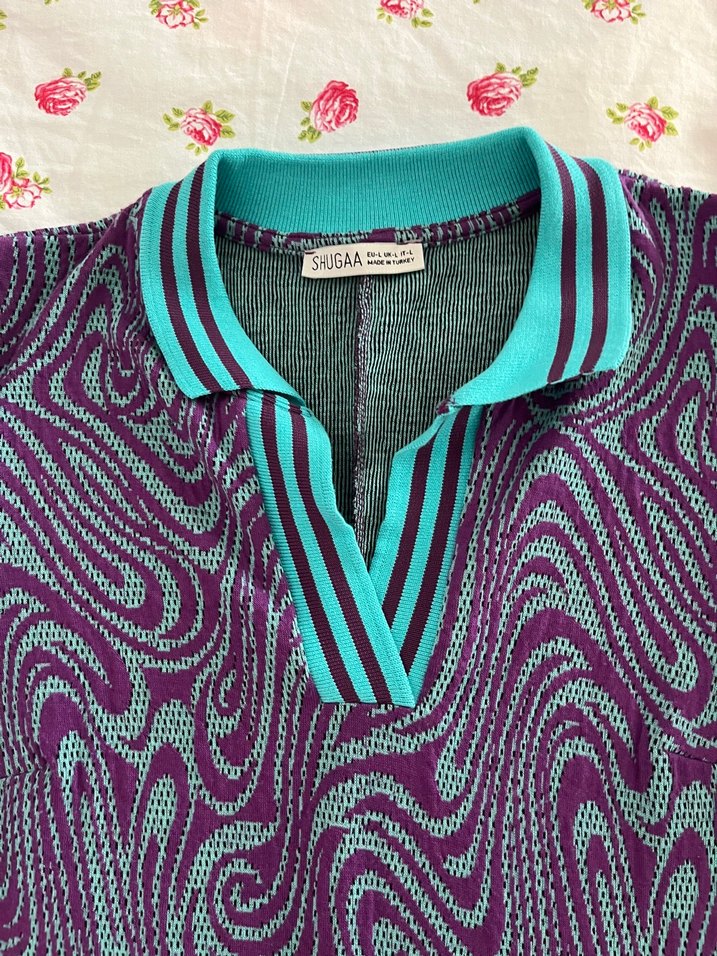 Bohem V Yaka Kısa Kollu Uzun Elbise SHUUGA - Görsel 3