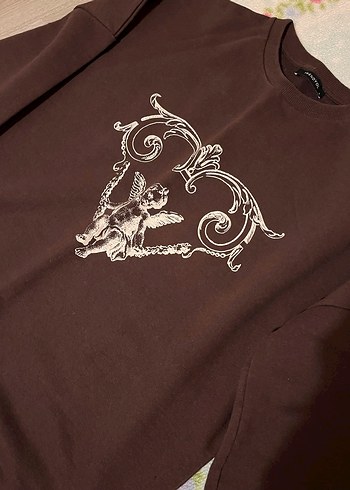 Kahverengi Angel Core vintage Kadın Sweatshirt - Görsel 4