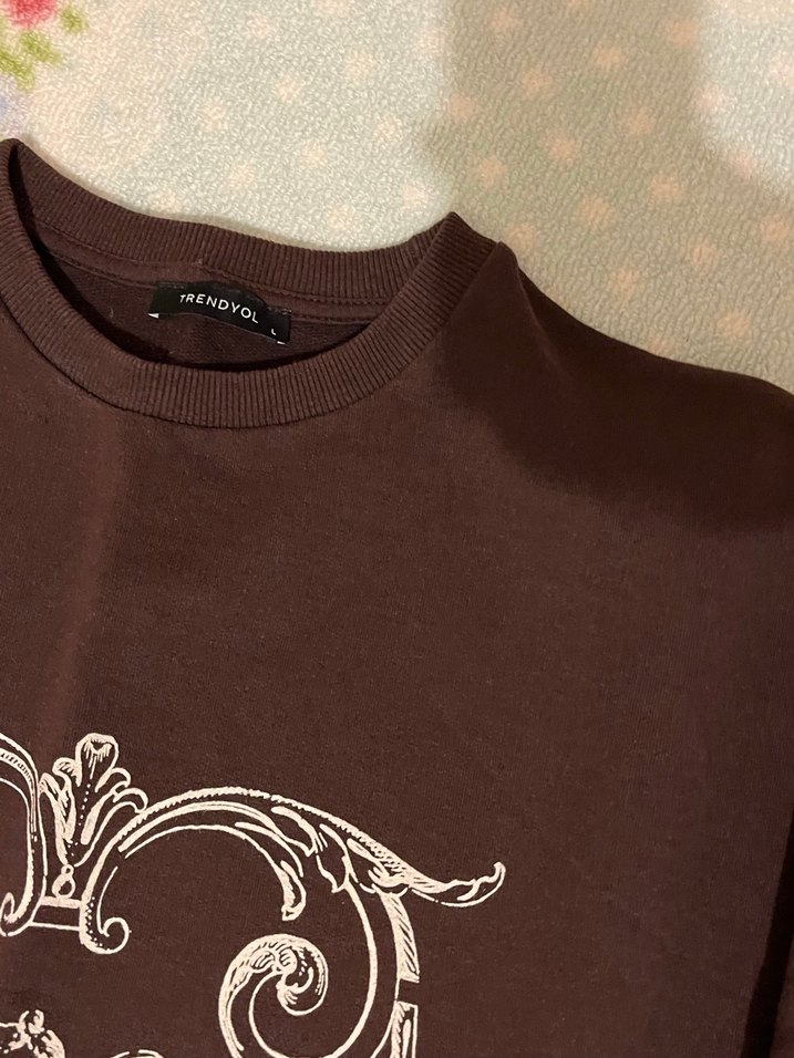 Kahverengi Angel Core vintage Kadın Sweatshirt - Görsel 3