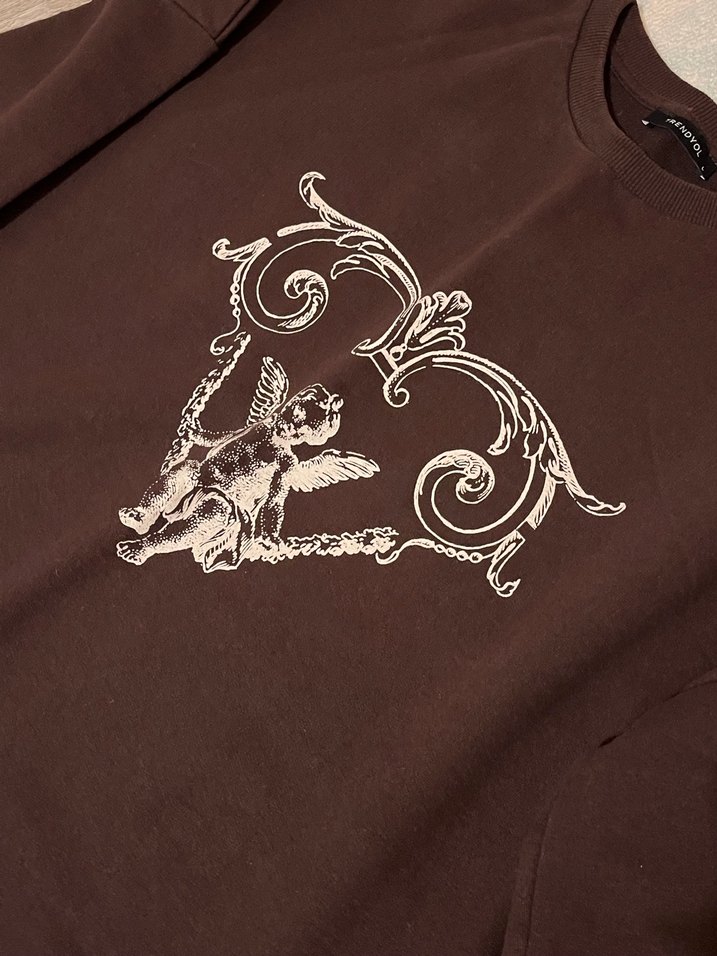 Kahverengi Angel Core vintage Kadın Sweatshirt - Görsel 5