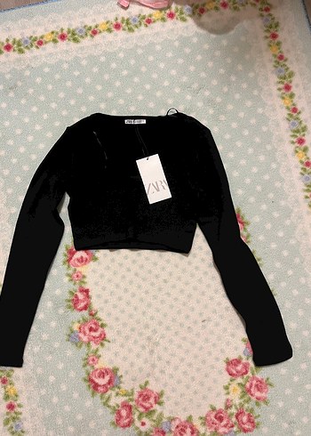 Zara Uzun Kollu Fitilli Crop etiketli - Görsel 2
