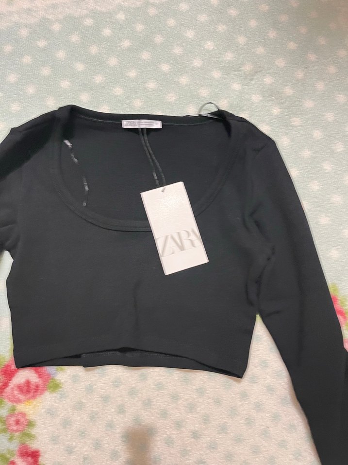 Zara Uzun Kollu Fitilli Crop etiketli - Görsel 3