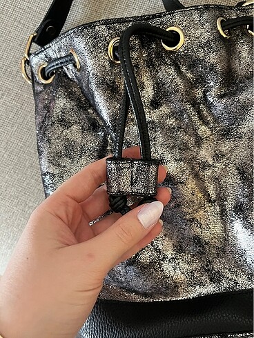 gümüş detaylı 2000ler omuz çantası - Görsel 2