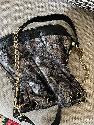 gümüş detaylı 2000ler omuz çantası - Görsel 5