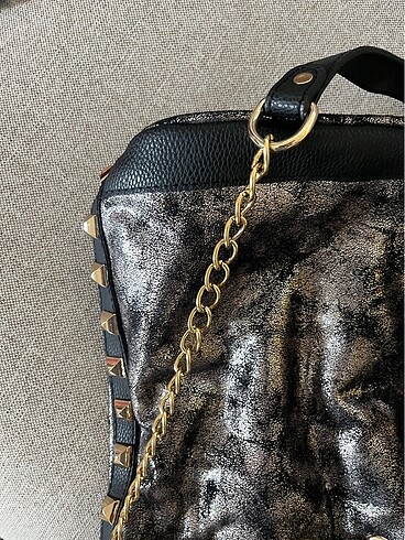 gümüş detaylı 2000ler omuz çantası - Görsel 6