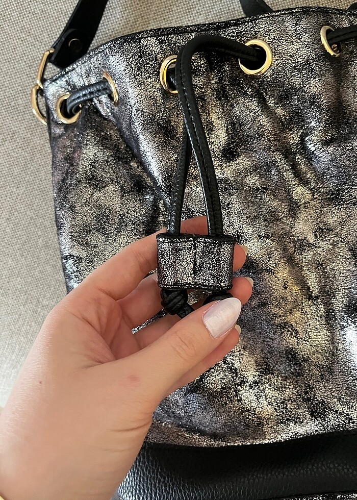 gümüş detaylı 2000ler omuz çantası - Görsel 2