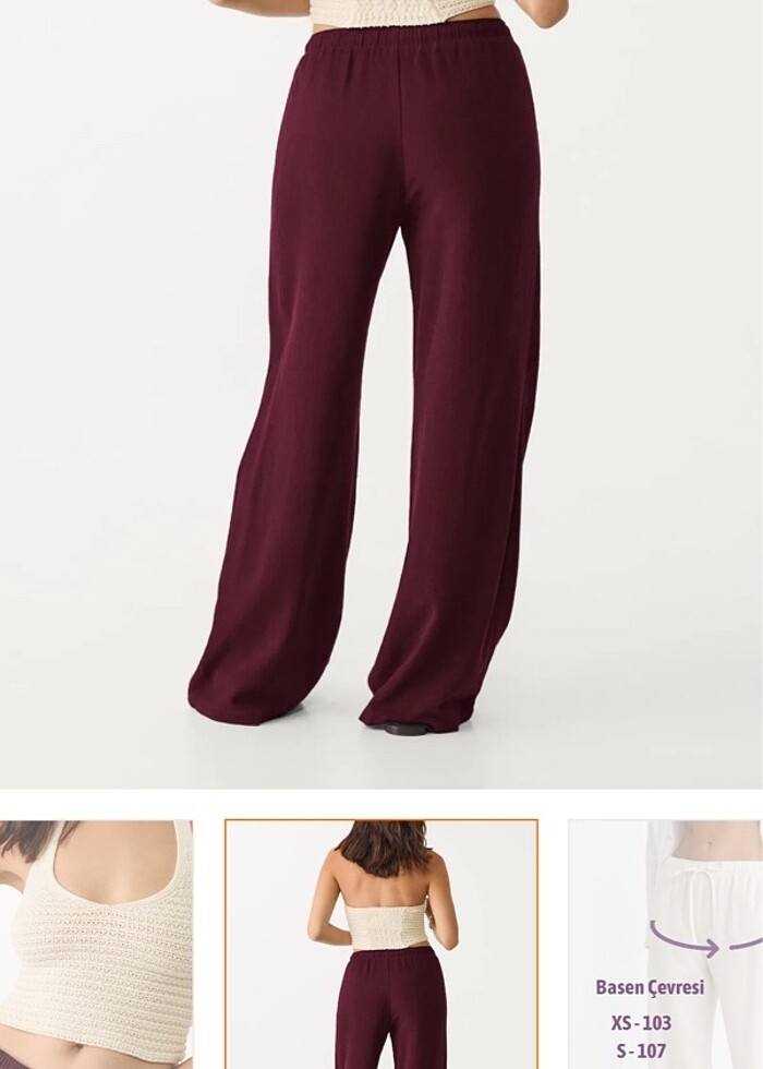 bordo keten pantolon - Görsel 5