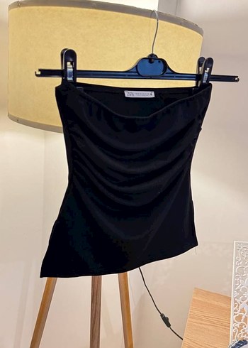 Siyah Drapeli Straplez Mini büstiyer zara