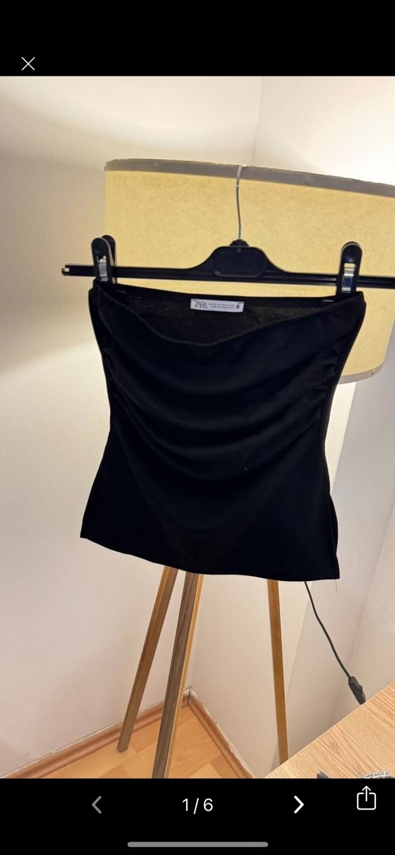 Siyah Drapeli Straplez Mini büstiyer zara - Görsel 2