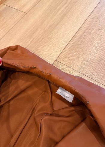 Düğmeli Uzun Kahverengi Deri Kadın Trençkot - Görsel 6