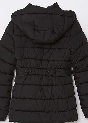 Siyah Kapüşonlu Kadın Kış Montu - Görsel 2