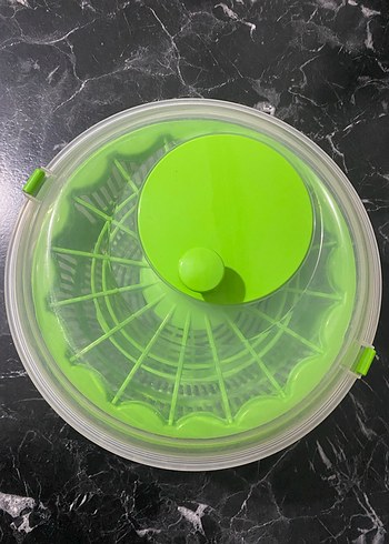 Yeşil Plastik Salata Kurutucu Kapaklı - Görsel 2