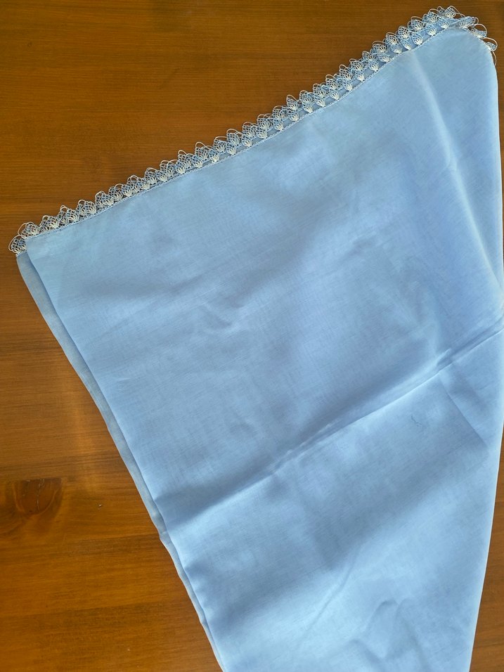 Mavi Dantel Kenarlı Kadın Şal - Görsel 4