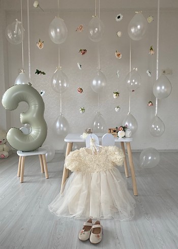 Kız Çocuk Beyaz Dantel Straplez Elbise - Görsel 4