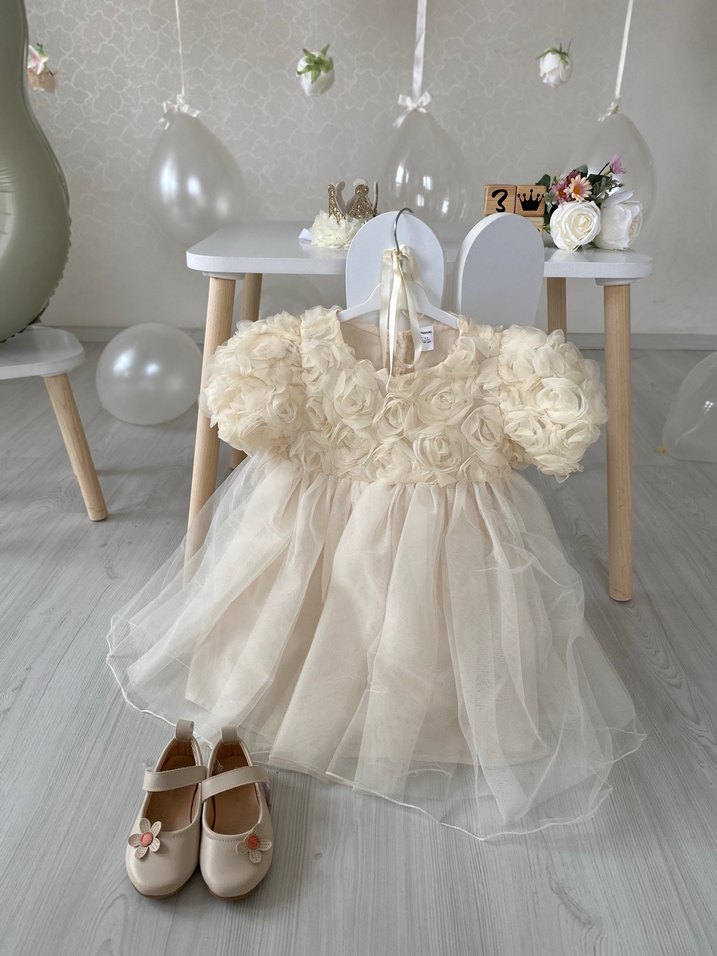 Kız Çocuk Beyaz Dantel Straplez Elbise - Görsel 2