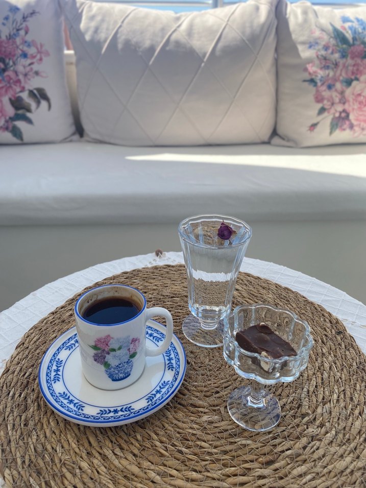 Mavi Çiçekli Pastel Kahve Fincanı ve Tabağı - Görsel 3