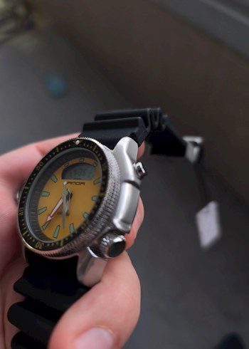 Sarı Renk Dijital Analog Erkek Saat. sifirdir - Görsel 3