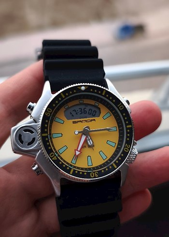 Sarı Renk Dijital Analog Erkek Saat. sifirdir - Görsel 2