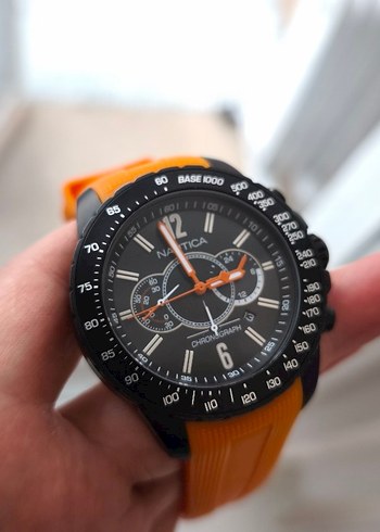 Turuncu Kayışlı orjinal nautica. denizci saati - Görsel 2