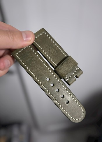 Haki Deri Erkek Saat Kayışı - Görsel 3