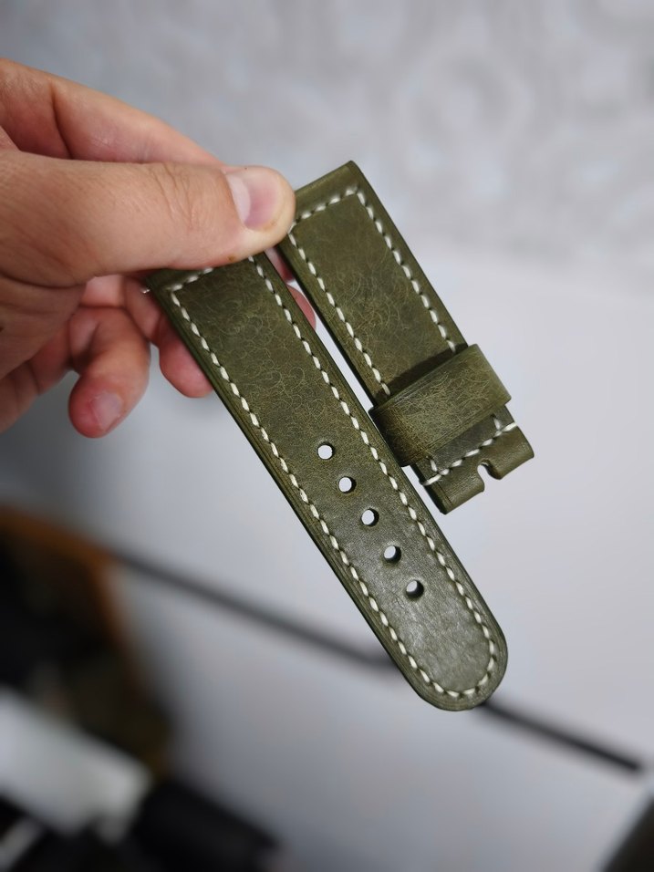 Haki Deri Erkek Saat Kayışı - Görsel 2