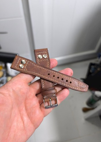 Bej Vintage Biker Erkek Saat Kayışı