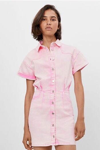 xs Beden pembe Renk Bershka kot elbise