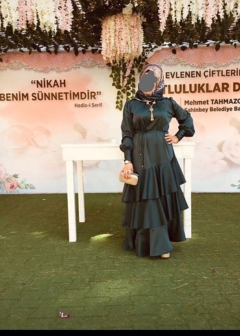 Uzun Kollu Fırfırlı Bohem Elbise