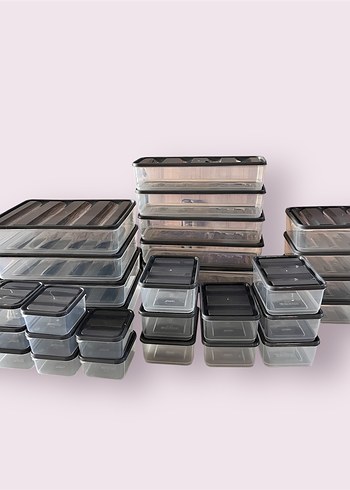 Beden siyah Renk Siyah Plastik Saklama Kabı Seti