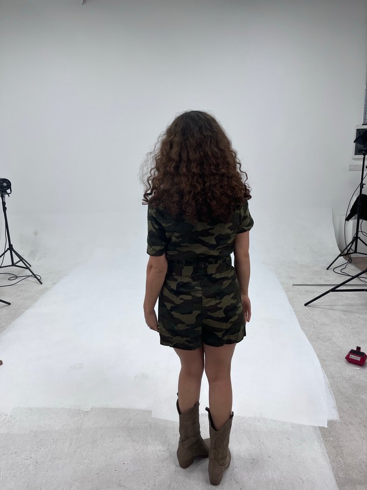 Kamuflaj Desenli Kemerli Kadın Tulum - Görsel 3