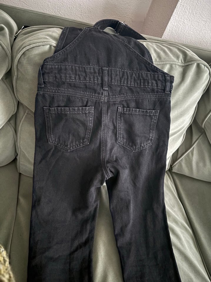 Siyah Kot Çocuk Uzun Askılı Tulum - Görsel 2