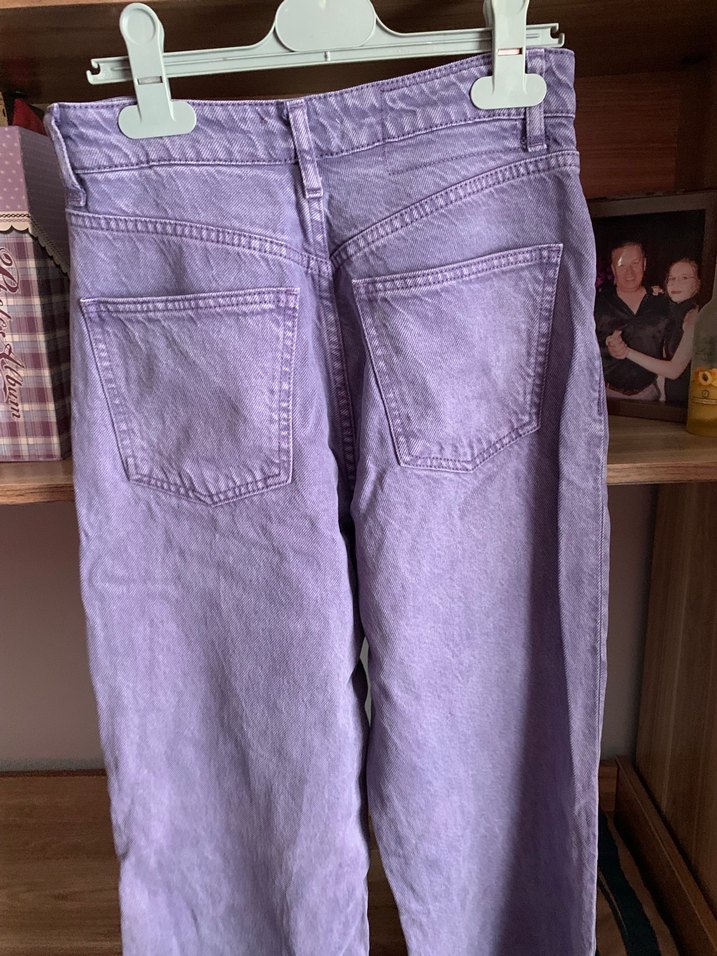 Zara Mor kadın wide leg kot pantolon - Görsel 4