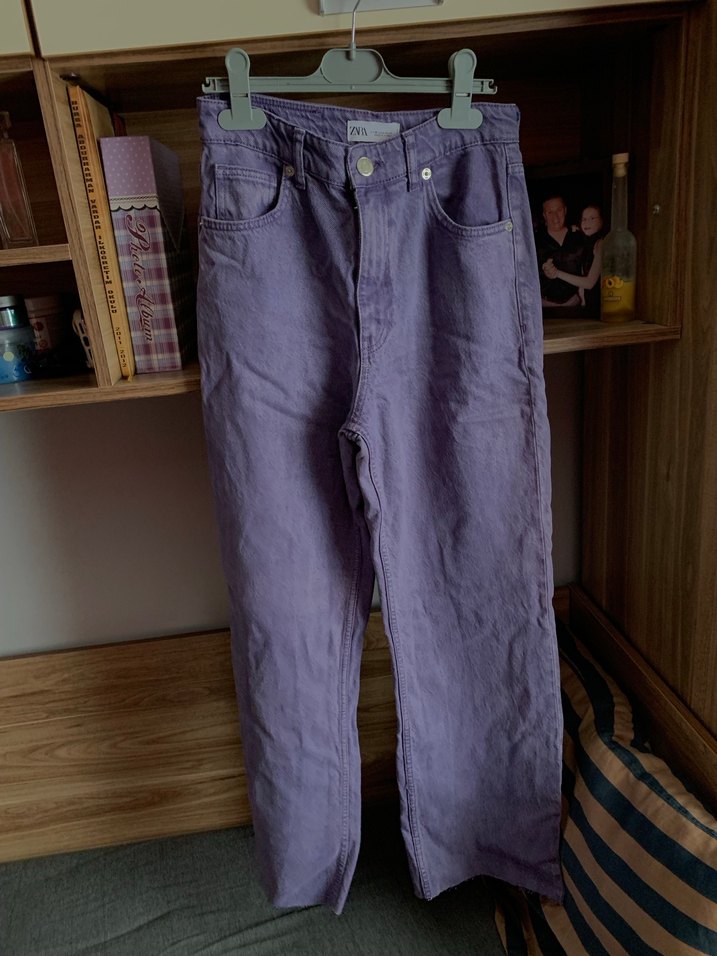 Zara Mor kadın wide leg kot pantolon - Görsel 3