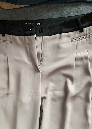 Bej Düşük Bel Rahat Kesim Kadın KumaşPantolon - Görsel 2