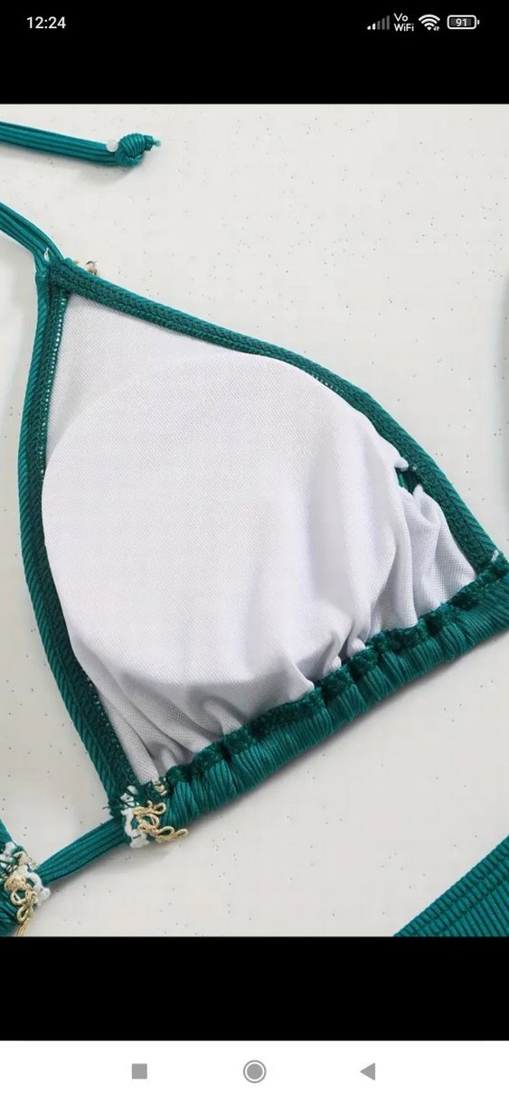 Boncuk Detaylı Turkuaz Kadın Bikini,s beden var - Görsel 4