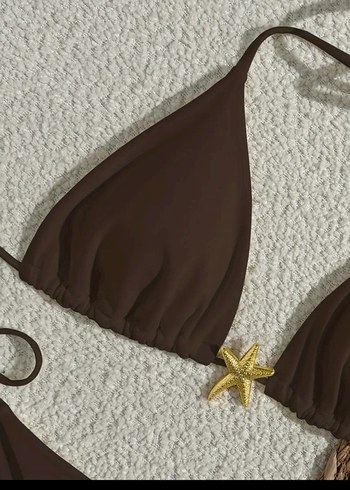 Diğer Yıldız Detaylı ithal Kahverengi Mini Bikini