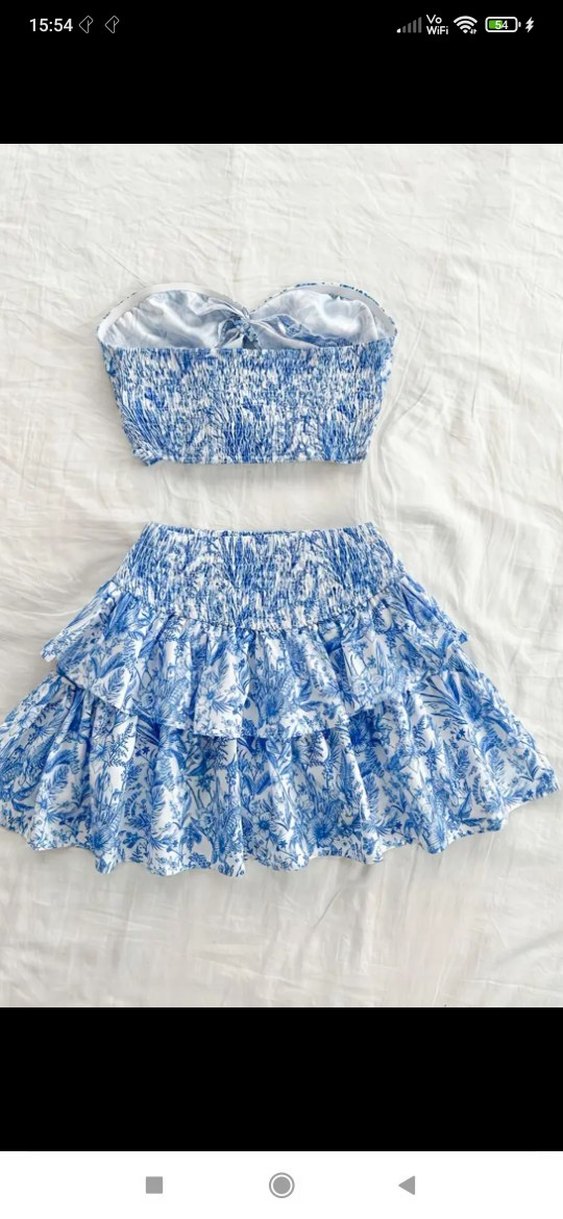 Mavi Fırfırlı Mini Etekli takım, ithal ürün - Görsel 2