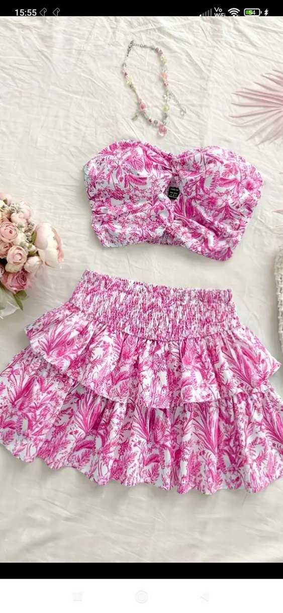 Mavi Fırfırlı Mini Etekli takım, ithal ürün - Görsel 4