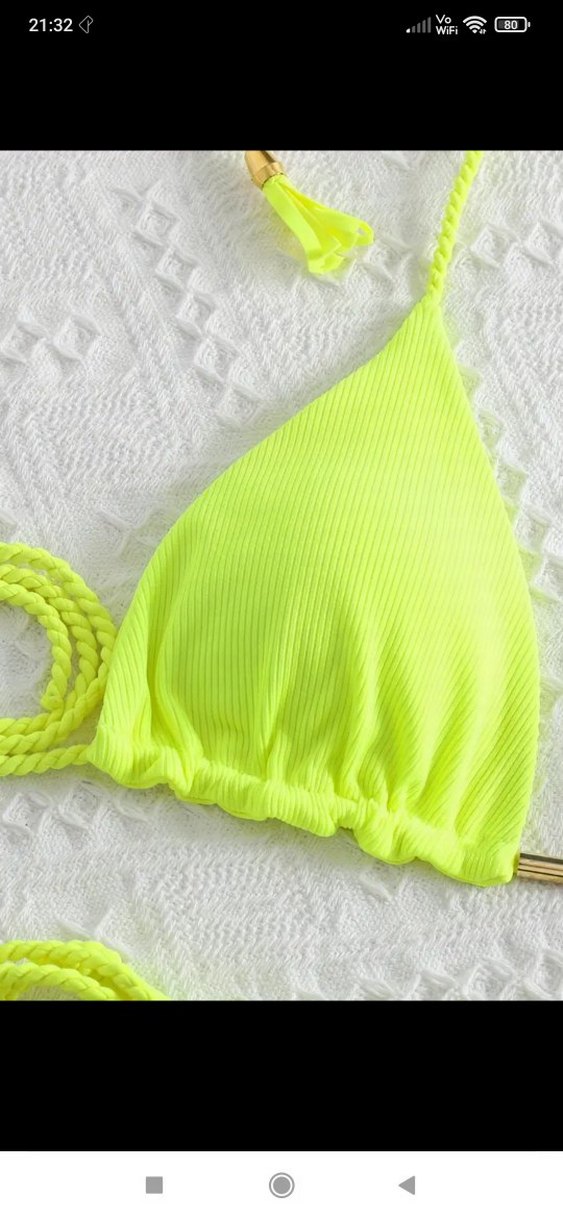 Sarı Mini Püsküllü İpli ithal Bikini - Görsel 3